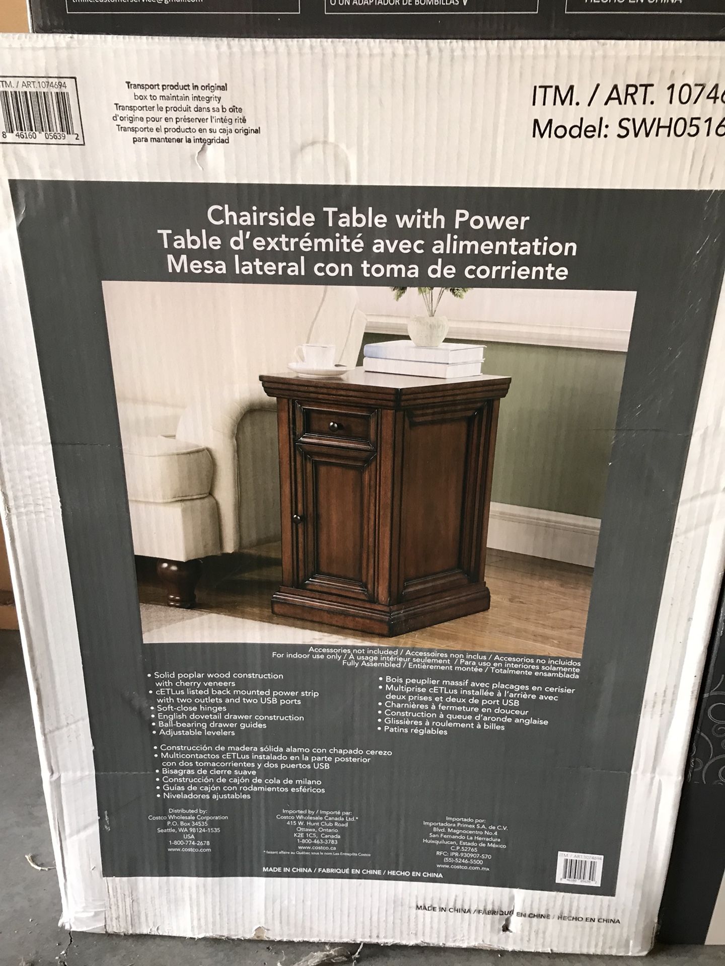 Well universal chairside table with power- NEW