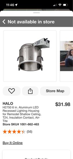 HALO 6" Shallow Remodel LED Recessed Lighting Can Housing (H2750RICAT) - Brand New