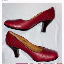 Discontinued Sofft Burgundy Leather Heels Size 8 In Woman’s 