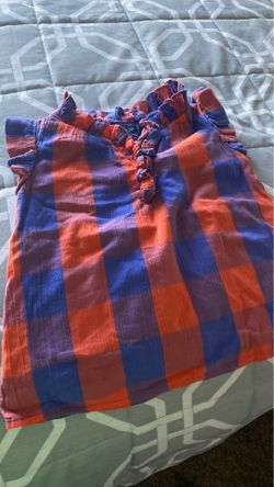 Blue and orange Squared shirt for girl