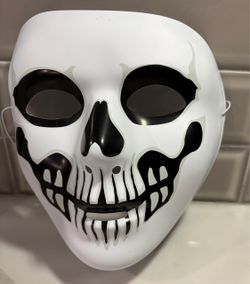 New Party City adult skeleton skull white face costume mask