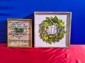 2 framed festive pictures (Small one lights up)