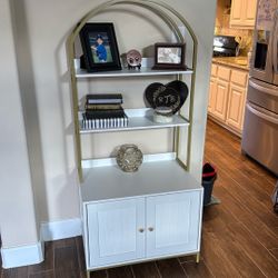 Cat Litter Box Furniture Gold & White