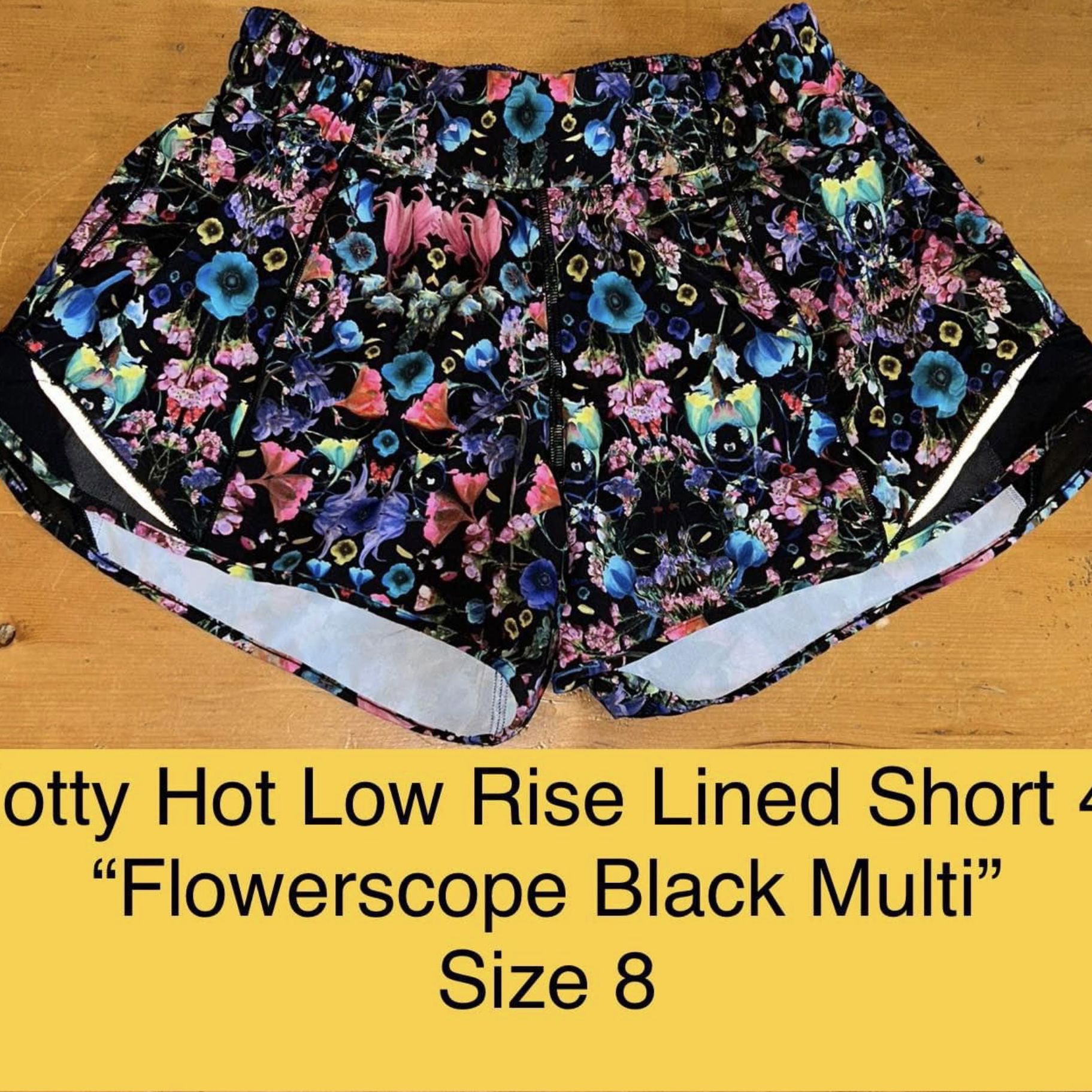 Lululemon Womens Size 4 Flowerscope Black Hotty Hot LowRise