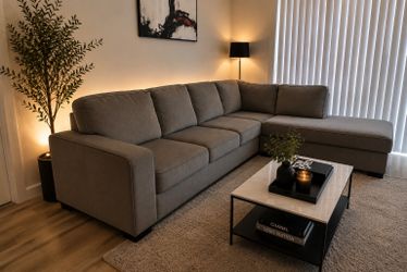 Luxury Modern Gray Sectional Sofa Couch w/ Chaise + Delivery Available