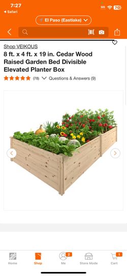 Customer Reviews for VEIKOUS 8 ft. x 4 ft. x 19 in. Cedar Wood Raised Garden Bed Divisible Elevated Planter Box