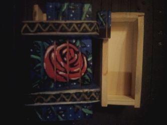Hand-Painted Wooden Trinket Box with Rose Design