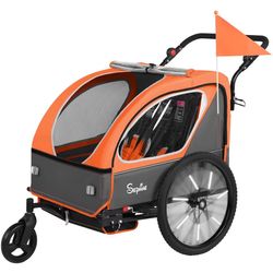 Sepnine Kids Bike Trailer, 2 in1 Canopy Carrier 