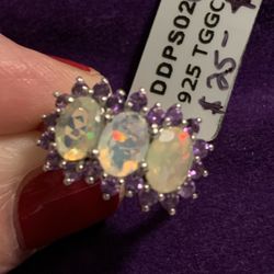 Ethiopian Opal & Amethyst Ring Size 5 & 7
