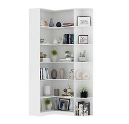 8-Open Shelf Bookshelf, 70.87" H x 31.5" L Lux Etagere, Tempered Glass Bookcase, Tall Storage Display Modern Open Book Case for Bedroom, Home (AP29)