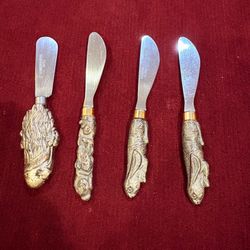 Set of 4 Vintage Style Vegetable & Bunny Figural Cheese Spreaders-5”