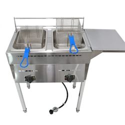 Freidora Doble De Gas, Propano Y Acero Inoxidable