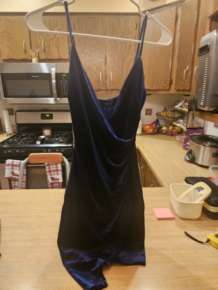 Akira Navy Blue Velvet Dress - Size S