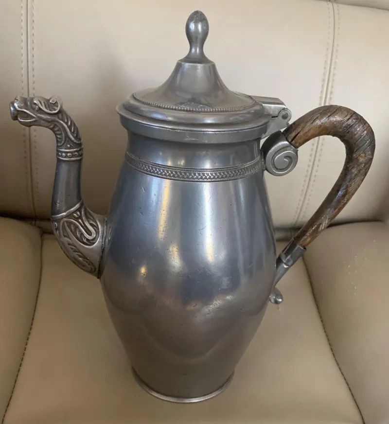 Beautiful 18th Century French Pewter Coffe/Tea Pot with Dragon Spout