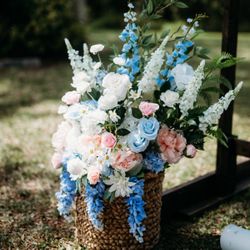 Faux Floral Arrangements In Baskets