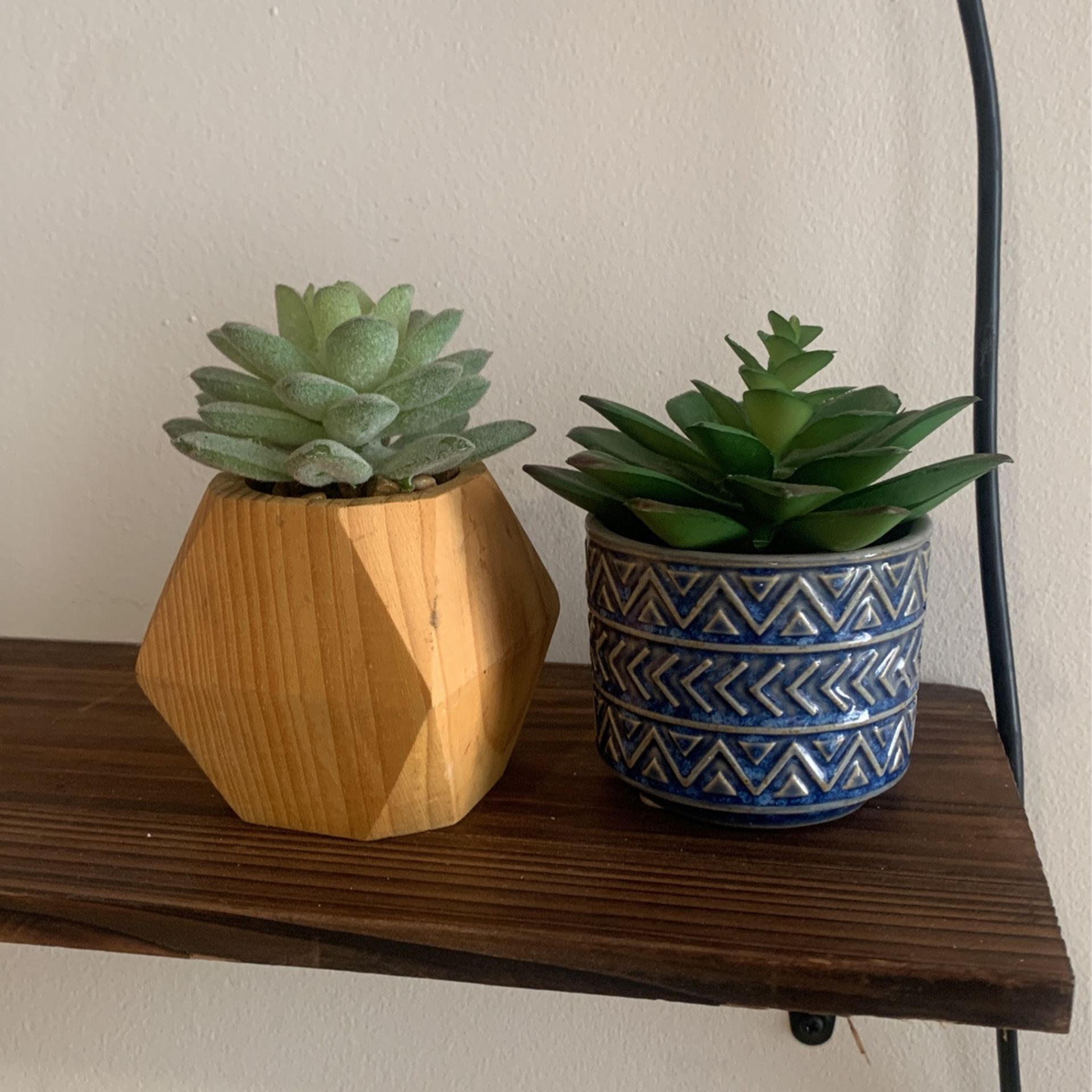 2 Fake Succulent Plants With Potters 