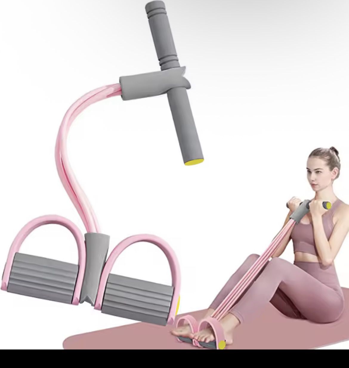 Resistance Bands 4-Tube Yoga Pedal Puller Resistance Band Elastic Pull Rope Fitness Equipment for Abdomen Waist Arm Training