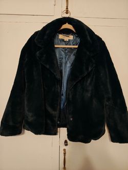 Dark green faux fur coat
