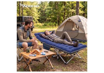 Camping Cot for Adult 28" Extra Wide, Heavy-Duty 1200D Oxford Cot for Sleeping, Portable Folding Camp Bed with Mat & Carry Bag