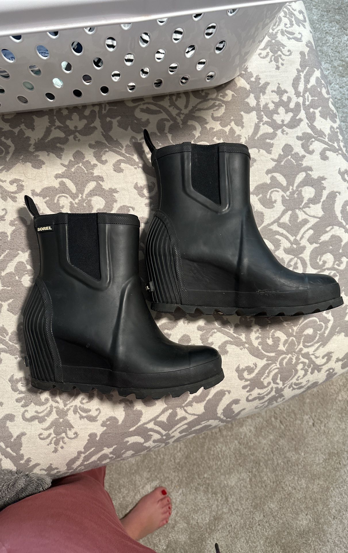 Black Sorel Rain Wedges