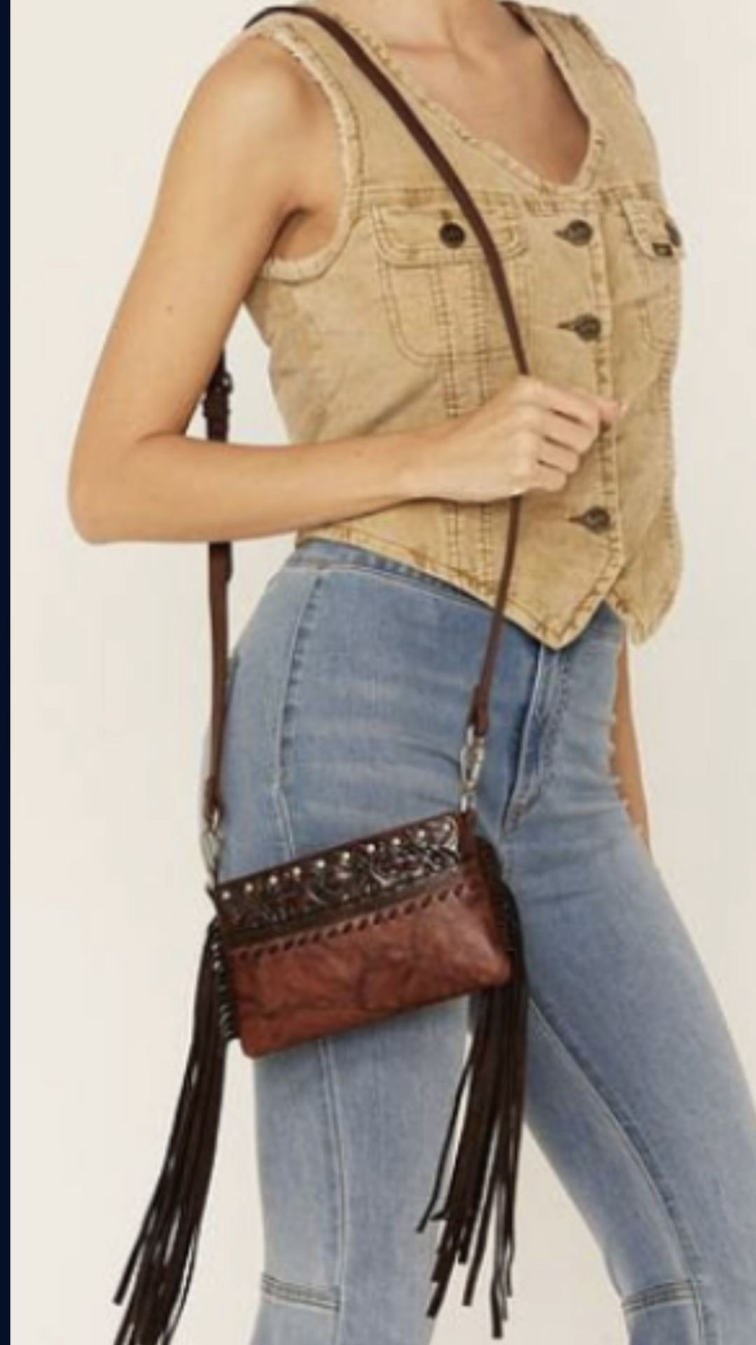 Fringe Leather Crossbody Bag Festival Purse