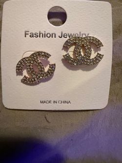 Crystal Rhinestone CC Stud Earrings