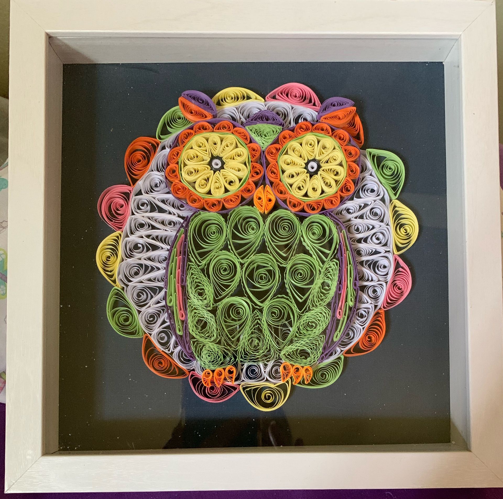 9 X 9 Owl Quilling Art. Hand Made
