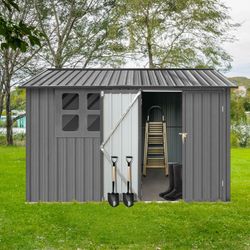 Metal garden sheds 6ftx8ft outdoor storage sheds Grey with window