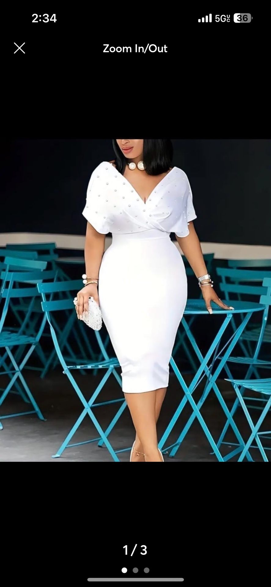 White v-neck midi dress