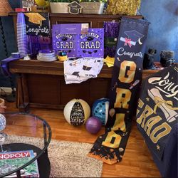 Huge Lot Of Graduation/General Party Supplies! Purple Gold Black