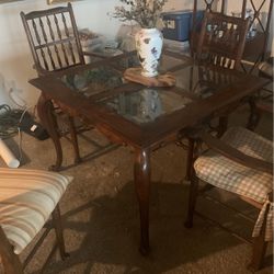 Valuable Glass Panel Breakfast Table With 4 Chairs