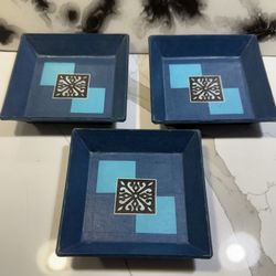 Korean Hanji trays Set of 3 Blue Decorative traditional trays