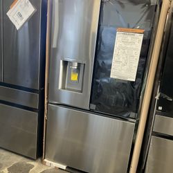 New LG 31cu Ft Smart Standard Depth MAX French Door Refrigerator With Door in Door InstaView Stainless Steel. Retail Price $2899 Our Price $2390 M