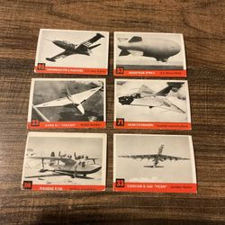 6 Vintage 1956 Topps Jets Collectible Trading Cards Antiques Authentic 