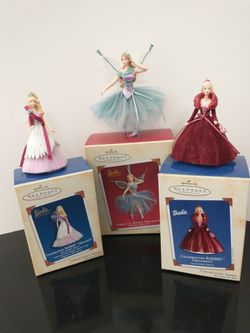 Lot Of Three Barbie Hallmark Ornaments  NIB 