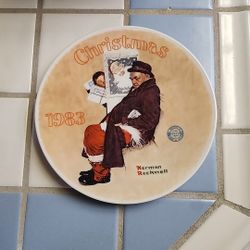 Norman Rockwell Collectors Plates(2) Christmas 1983 & 1982 Santa