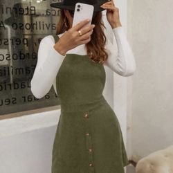 Single Breasted Crisscross Backless Overall Dress Without Tee