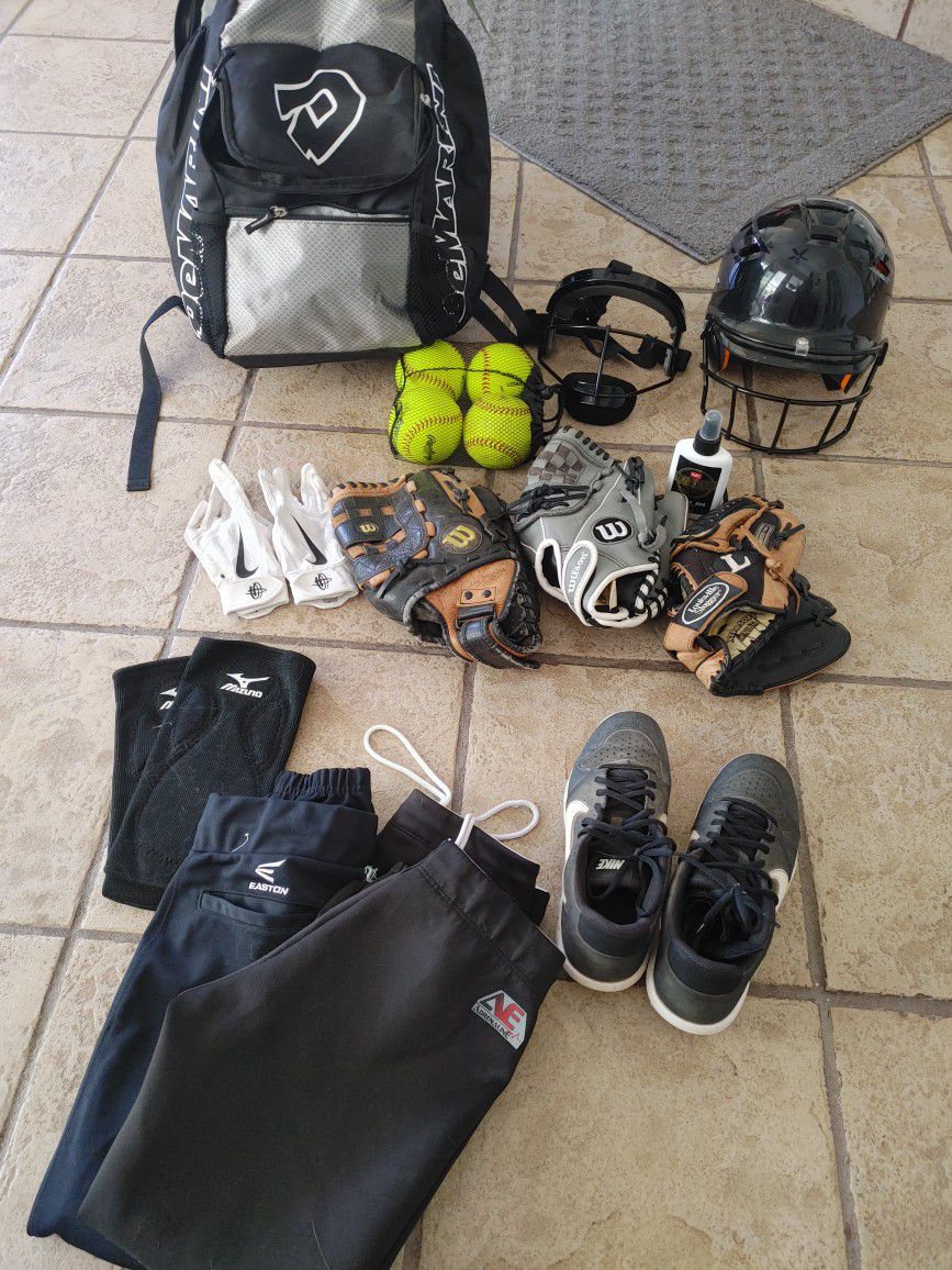 Softball Gear, cleats, Gloves, Pants, Backpack 