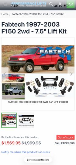 FABTECH 7.5” lift for 97-03 F-150 2wd