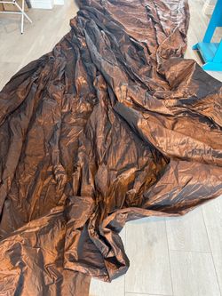 Bronze Fabric, 12 Yards or 36’ Continuous, by 10’ Wide, Rope Cinch on Top, Wedding Party Decoration Iridescent Photography Shiny Crafts Costume Sewing