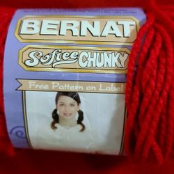 Bernat Soft Chunky Berry Red Yarn Only One 
