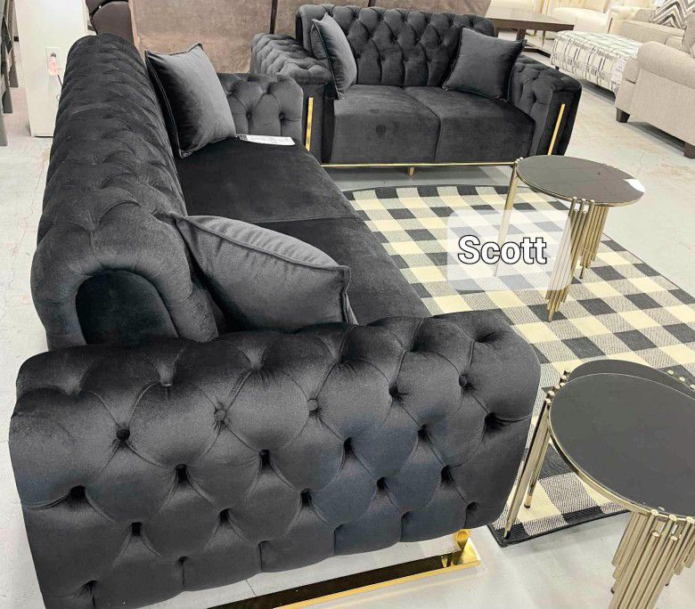 Brand New 🌞 Velvet Sofa Loveseat Sectional Couch Black White Pink Grey Blue 