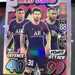 TOPPS MATCH ATTAX MESSI MBAPPE HERO SQUAD LIMITED EDITION 2021 LOOK!!!!