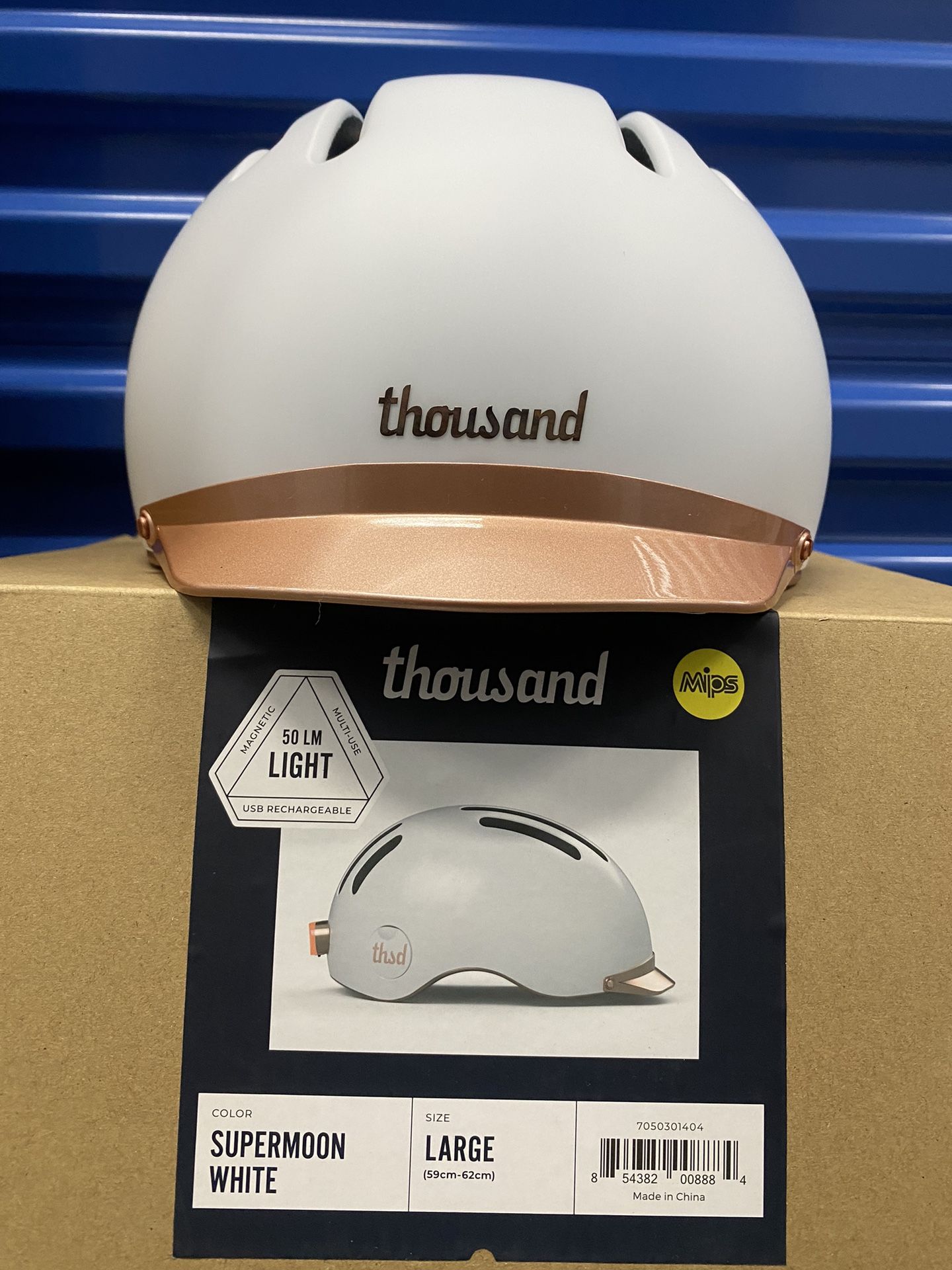 Thousand Bike Helmet with Safety Light - White (Large 59-62cm)