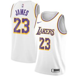 Lakers 23 LeBron JAMES WHITE NIKE Jersey 
