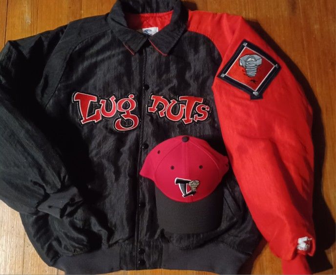 Lansing Lugnuts Oakland A affiliate Baseball High A Coat Jacket Hat