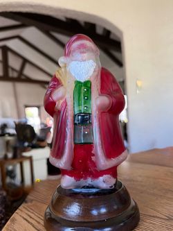 Rare Vintage Christmas Hand Painted Santa Claus Figure Lamp Night Light 10.5”