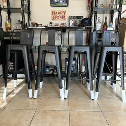 30” Inches Metal Bar Stool Set Of 4 Color: Matte Black 