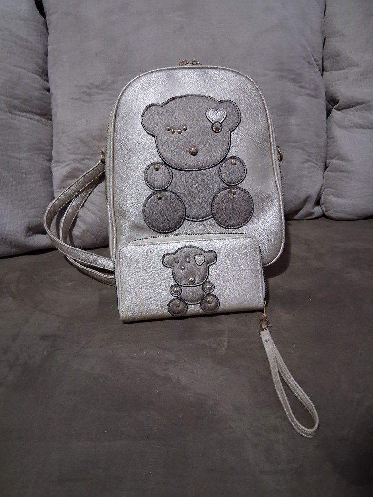 Cute Bear Backpack W Crossbody And Wallet Set