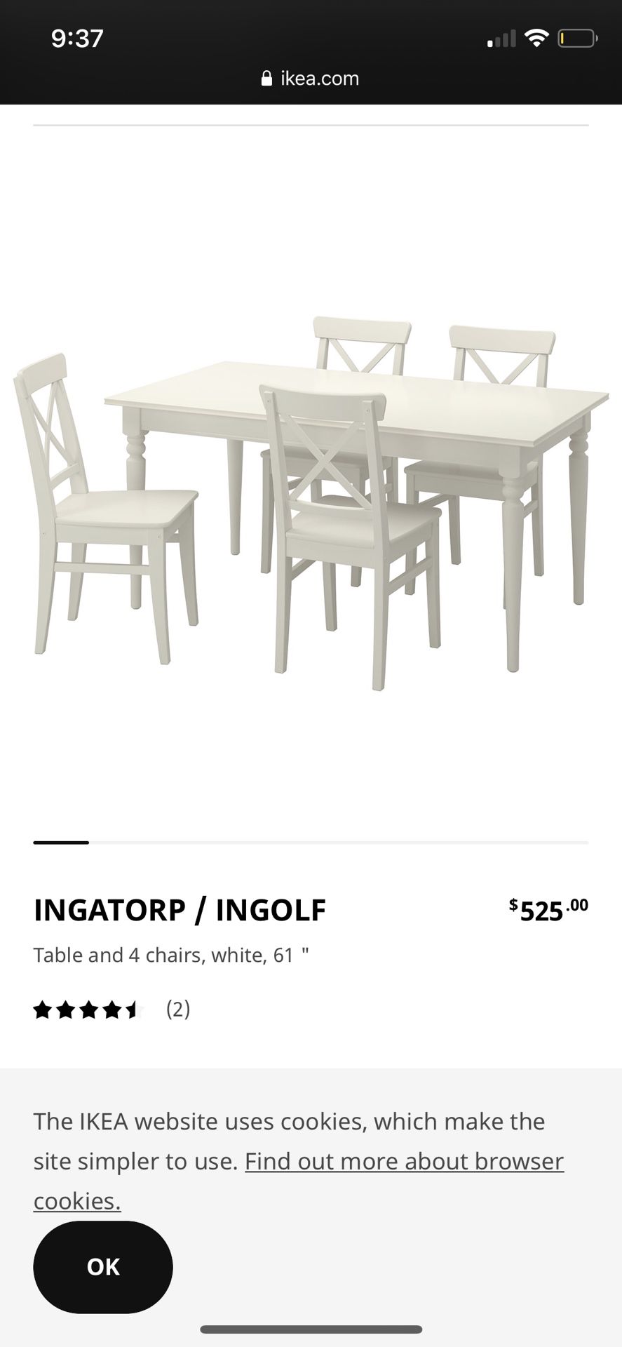 IKEA Dinning table with 4 chairs (extendable table)